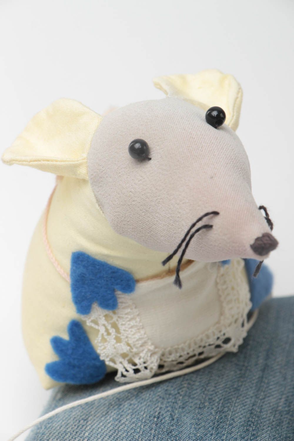 Handmade decorative soft toy rat on pillow beautiful present for children photo 3