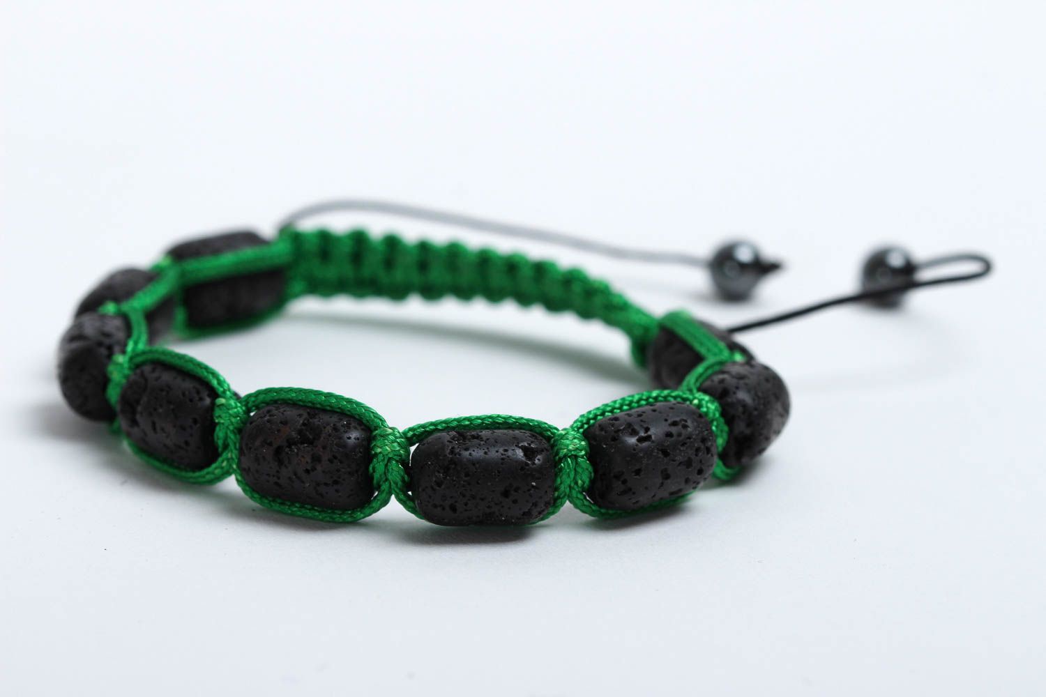 Bracelet lave volcanique Bijou fait main cordon vert Cadeau pour femme photo 3