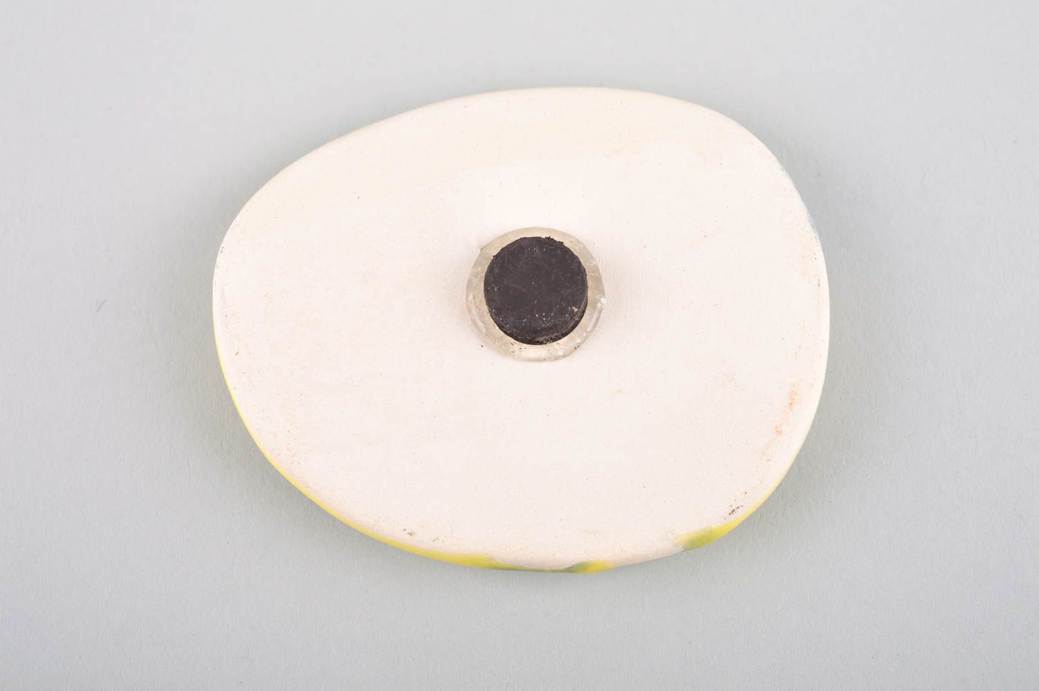 Aimant céramique fait main Magnet frigo jaune ornementé Décoration frigo photo 4