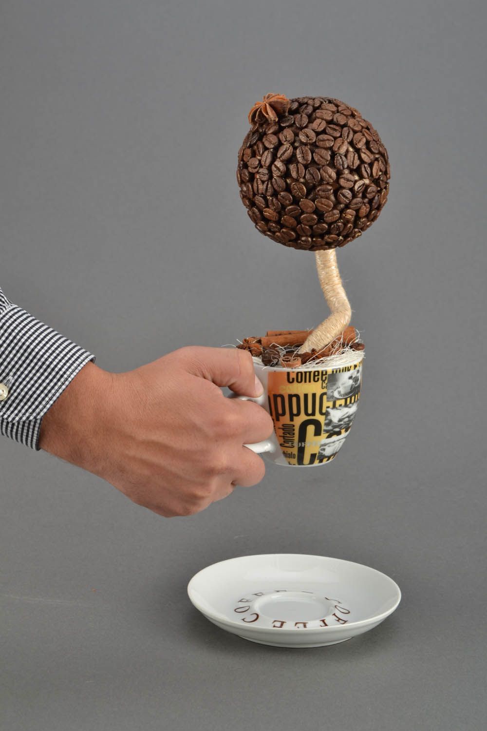Arbre topiaire de café fait main photo 2