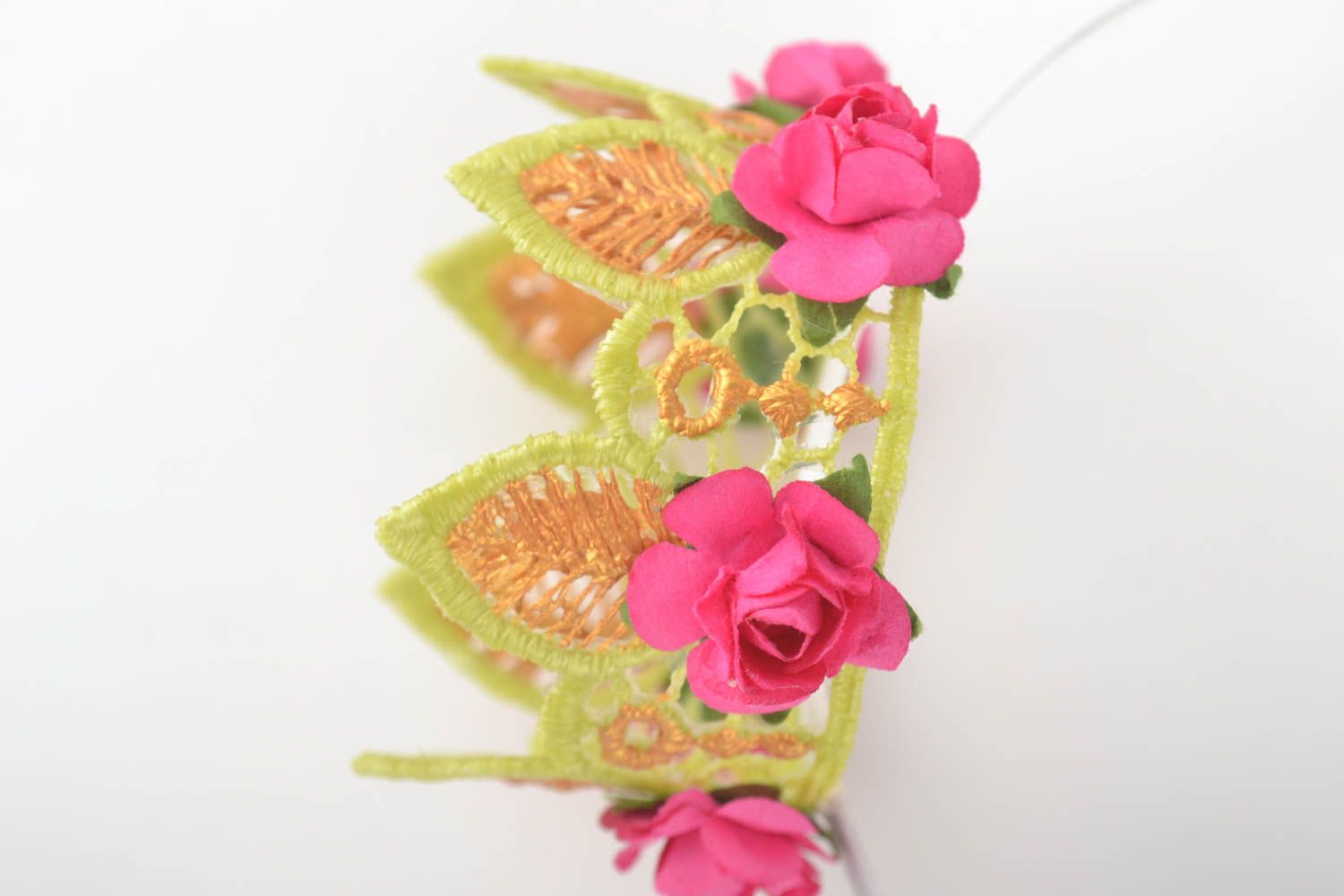 Unusual handmade diadem crown hair band designer hair accessories 3 pieces photo 3