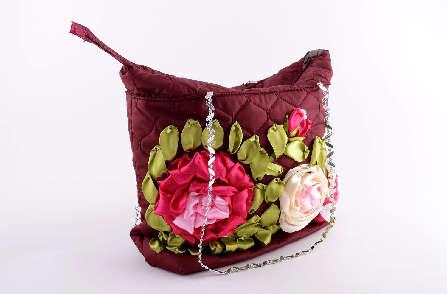 Handmade textile embroidered bag stylish shoulder bag unusual female bag photo 1