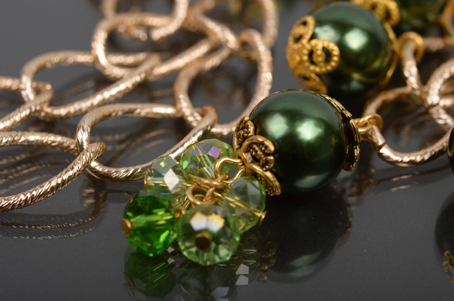 Parure collier boucles d'oreilles Bijoux fait main perles diverses Cadeau femme photo 4