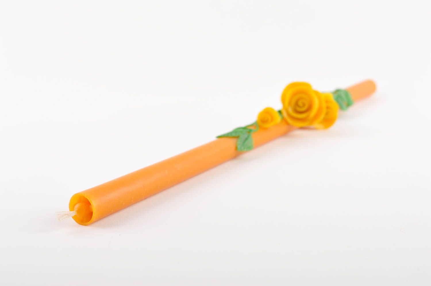 Verzierte Kerze handmade orange Designer Kerze aus Paraffin Geschenk Ideen Rosen foto 3