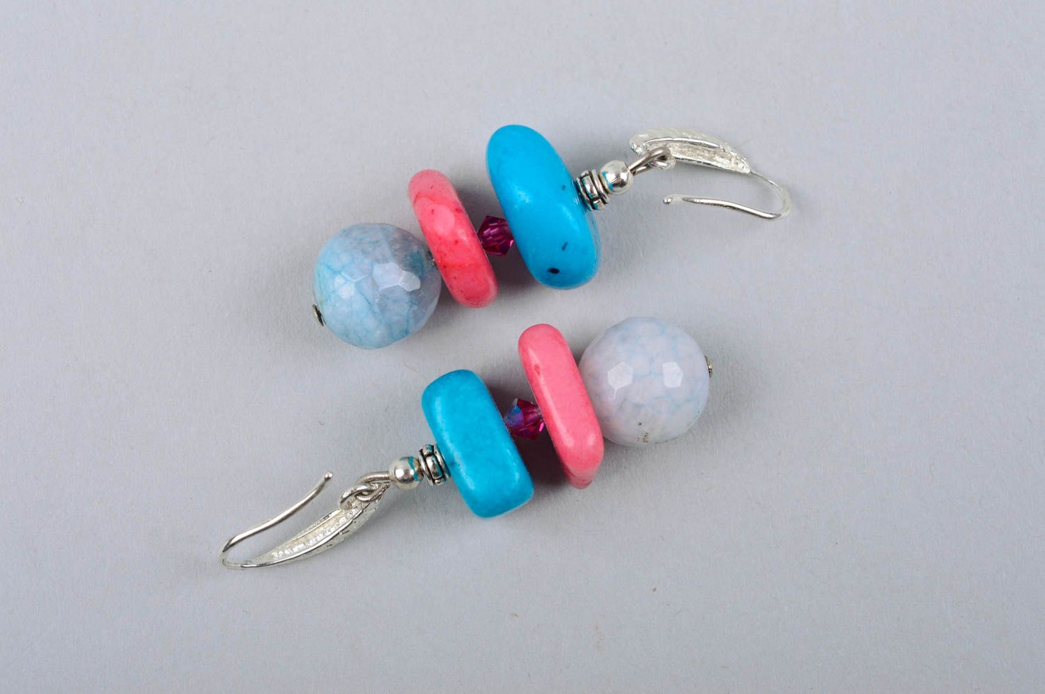 Handmade earrings with agate pendants designer women accessory idea for gift photo 5