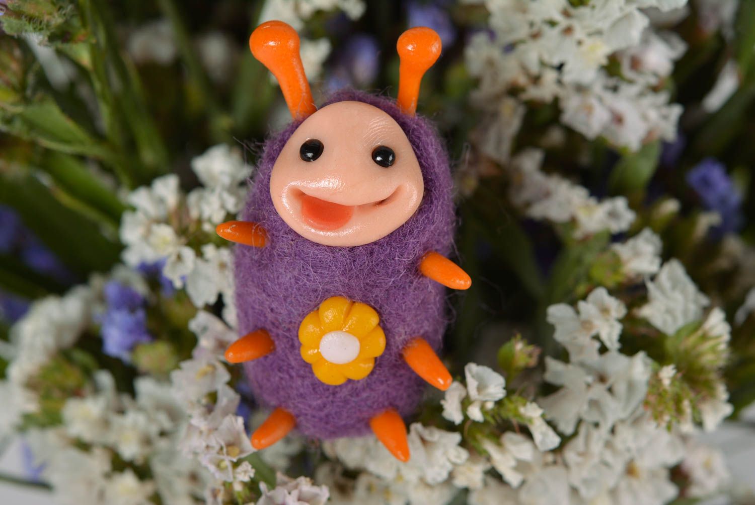 Violet woolen toy handmade plastic figurine designer interior ideas cute gift photo 3