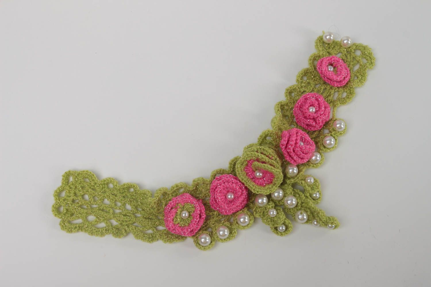 Massive stylish necklace crocheted textile necklace cute women present photo 3