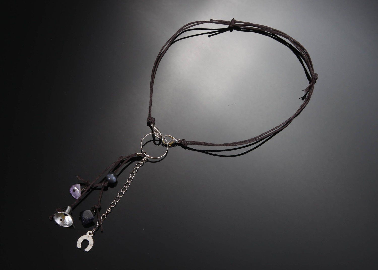 Necklace with amethyst, cat's eye & aventurine photo 1
