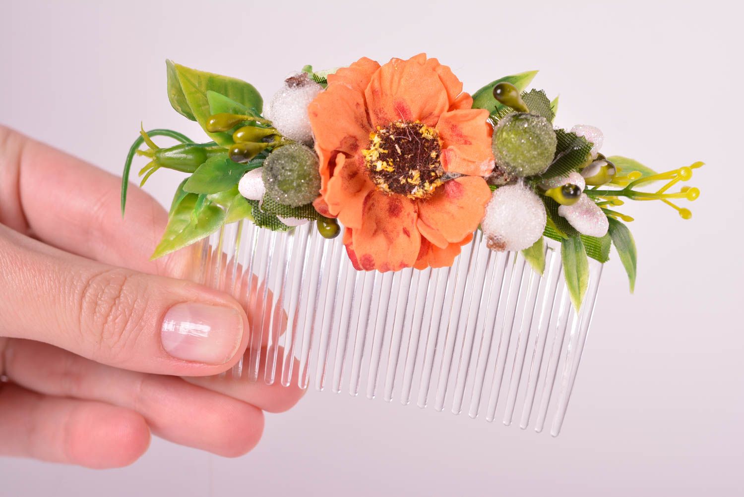Flower hair comb handmade hair clip designer accessories summer hair clips photo 3