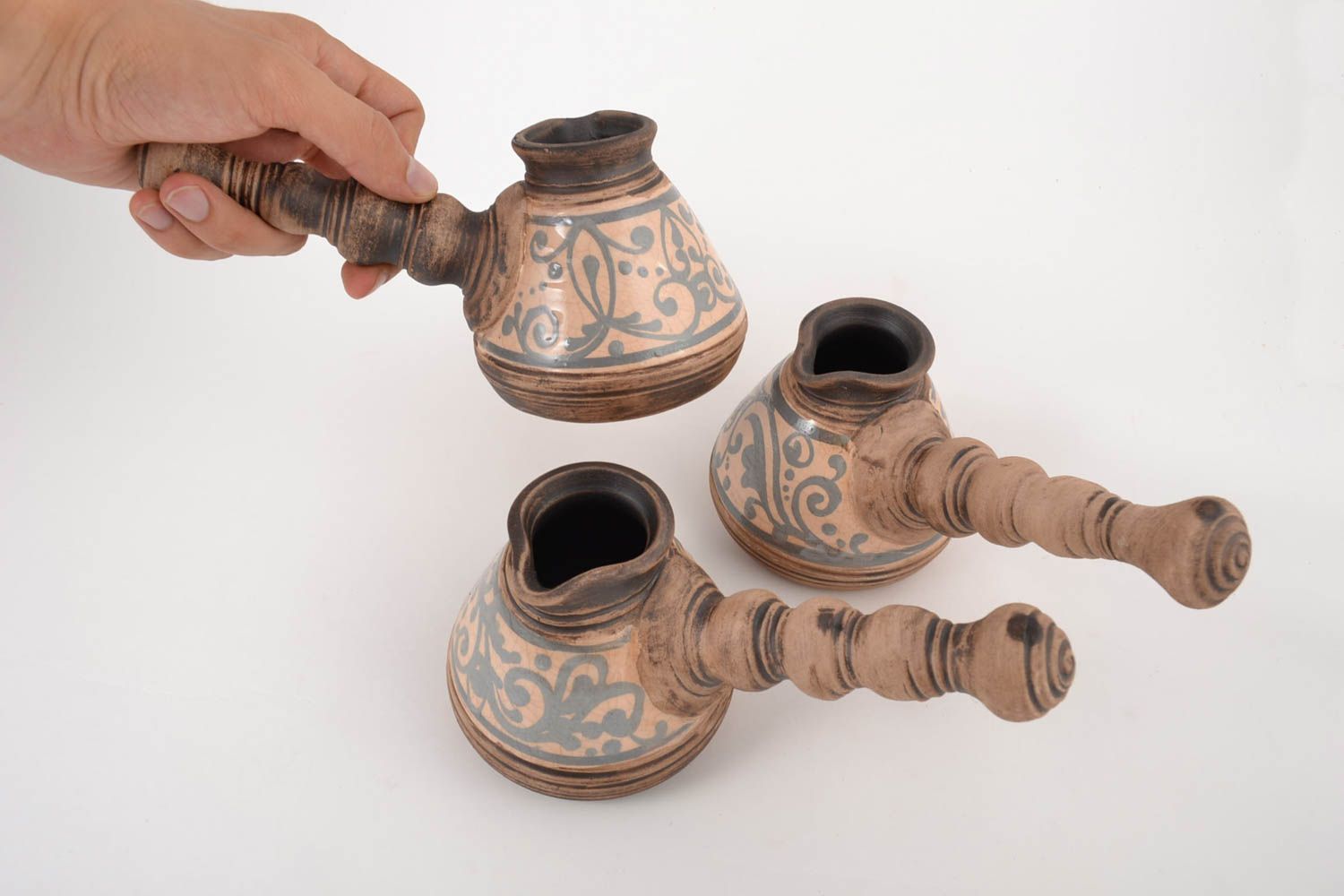 Handmade unusual ceramic ware beautiful coffee set 3 designer stylish cezves photo 5