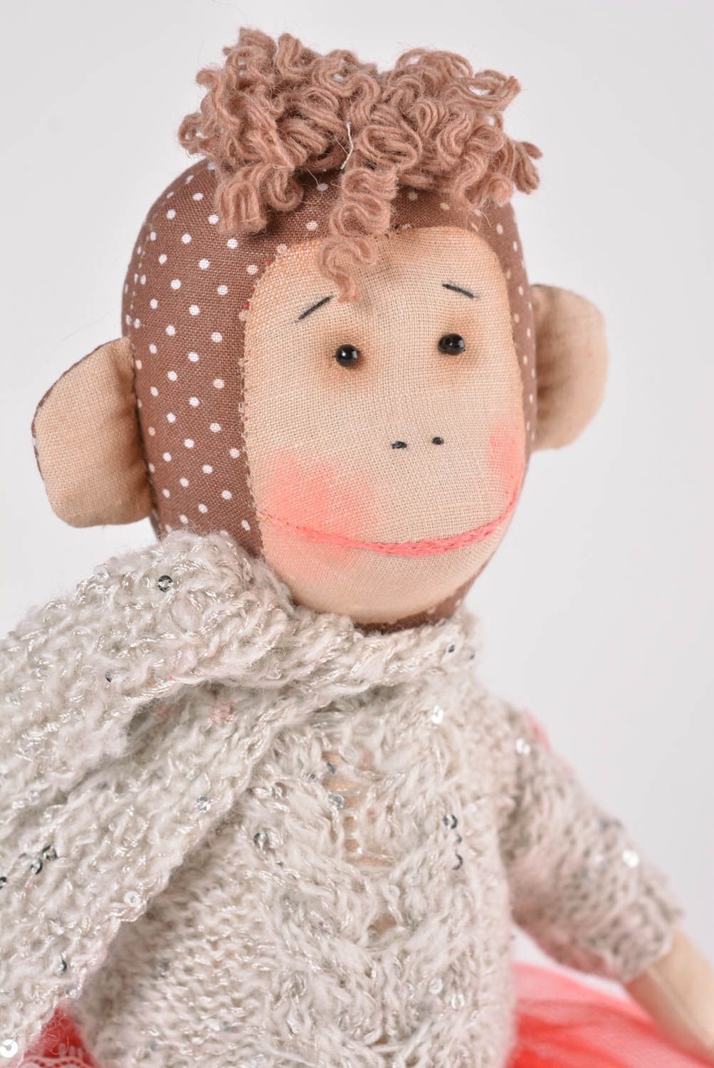 Mono de peluche hecho a mano juguete de tela para niña regalo original foto 4