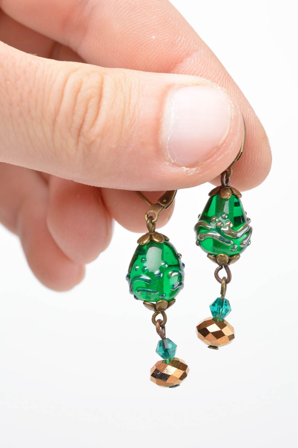 Unusual handmade beaded earrings glass bead earrings fashion accessories photo 3