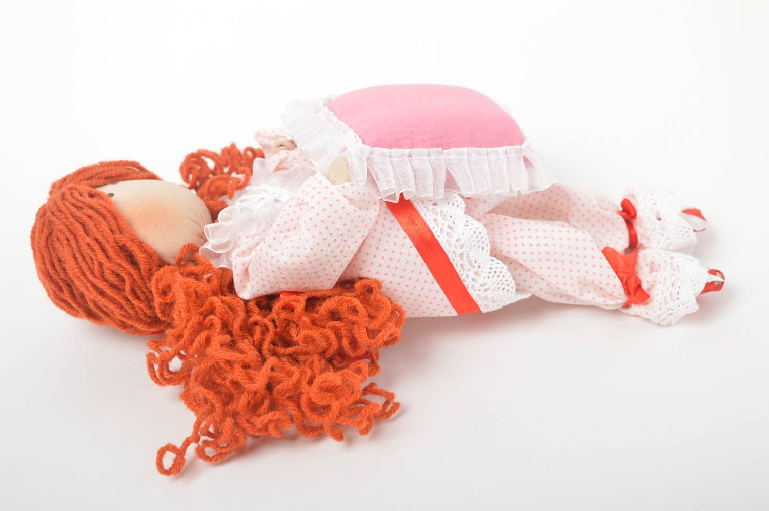 Авторская кукла игрушка ручной работы дизайнерская кукла с рыжими волосами фото 5
