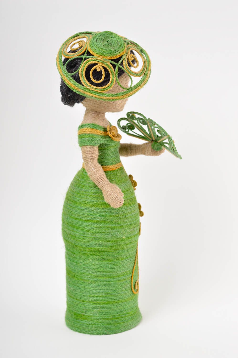 Кукла ручной работы декор для дома кукла из шпагата статуэтка фигурка Дамочка фото 4