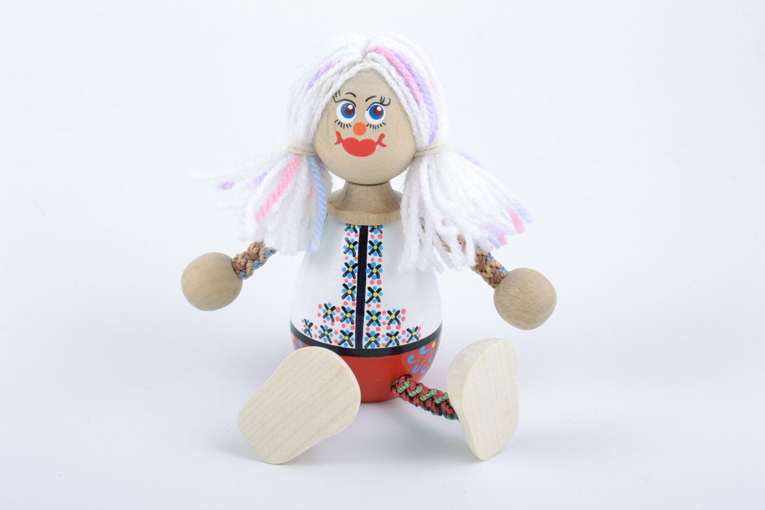 Beautiful handmade wooden doll Blondy with painting for children photo 4