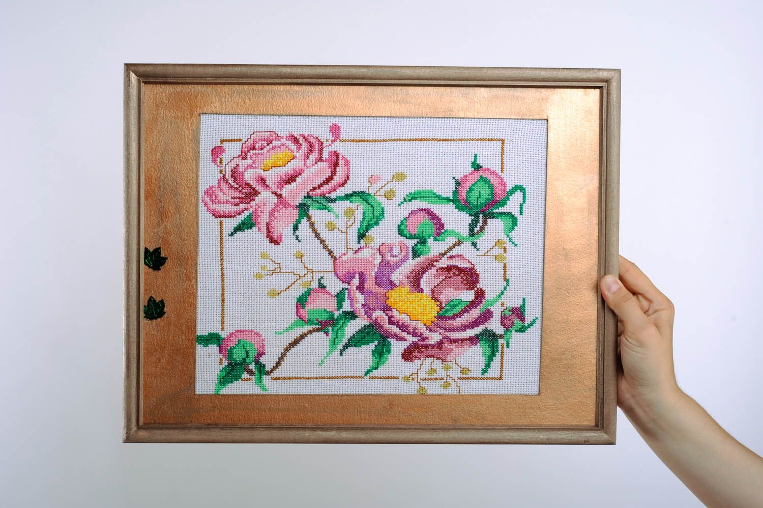 Embroidered picture Peonies photo 2