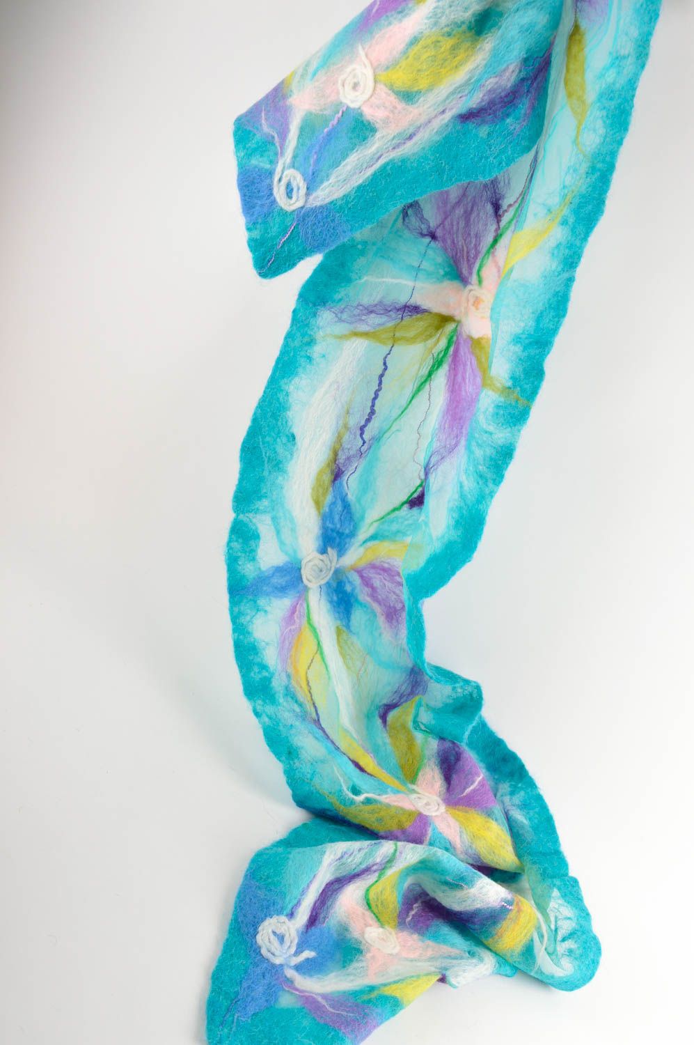 Теплый шарф ручной работы женский аксессуар шарф из шерсти валяный шарф фото 4