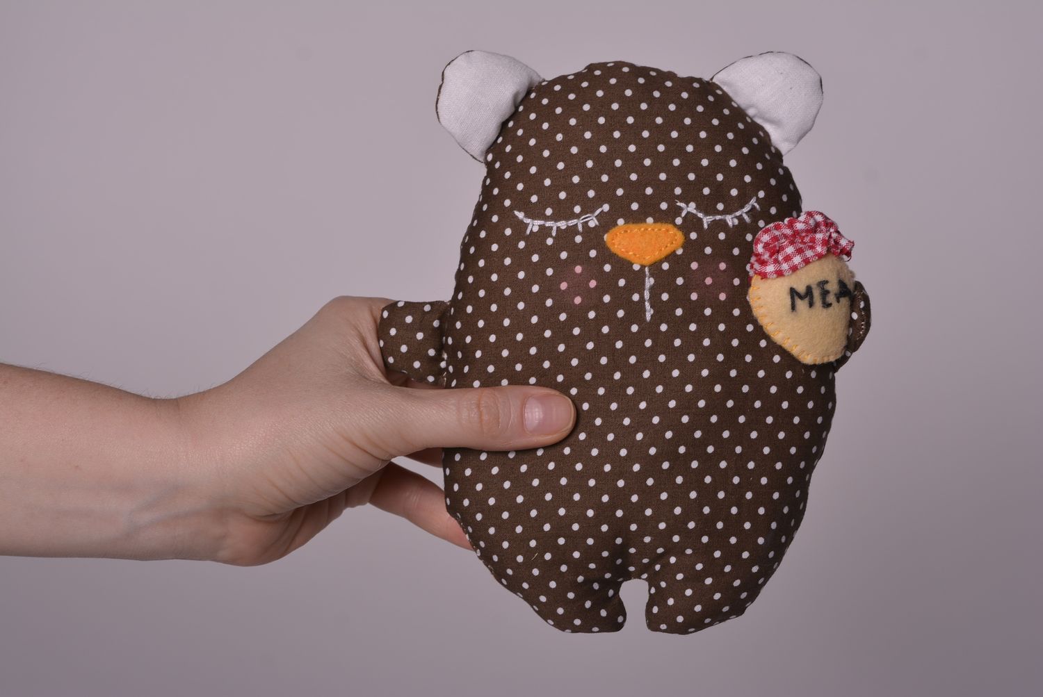 Handmade soft toy unusual textile bear toy beautiful designer soft toy photo 3