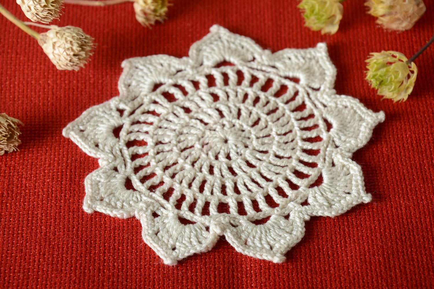 Napperon original fait main Déco maison Cadeau femme dentelle tricot crochet photo 1