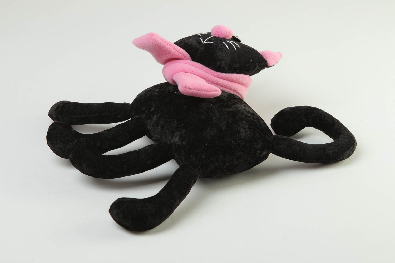 Игрушка ручной работы игрушка кот черный с бантиком подарок на новоселье фото 2