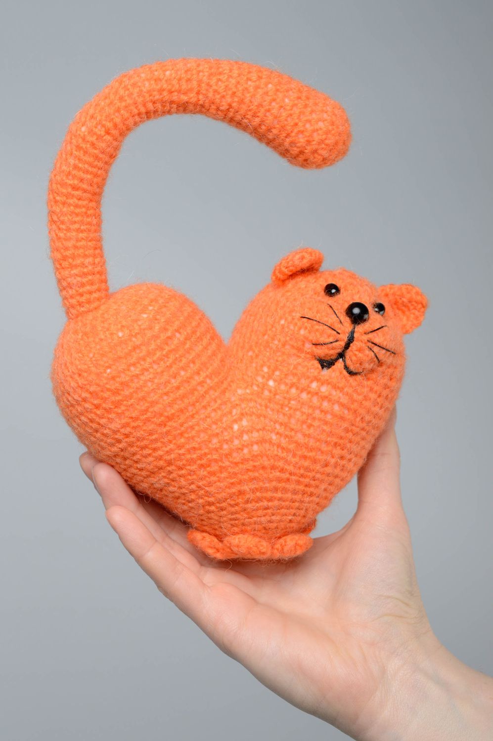 Интерьерная игрушка вязаная Оранжевый котик фото 4