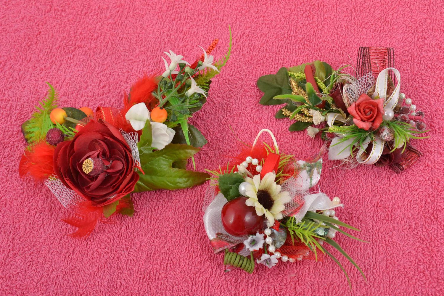 Set of 3 homemade designer volume flower blanks for jewelry making  photo 1