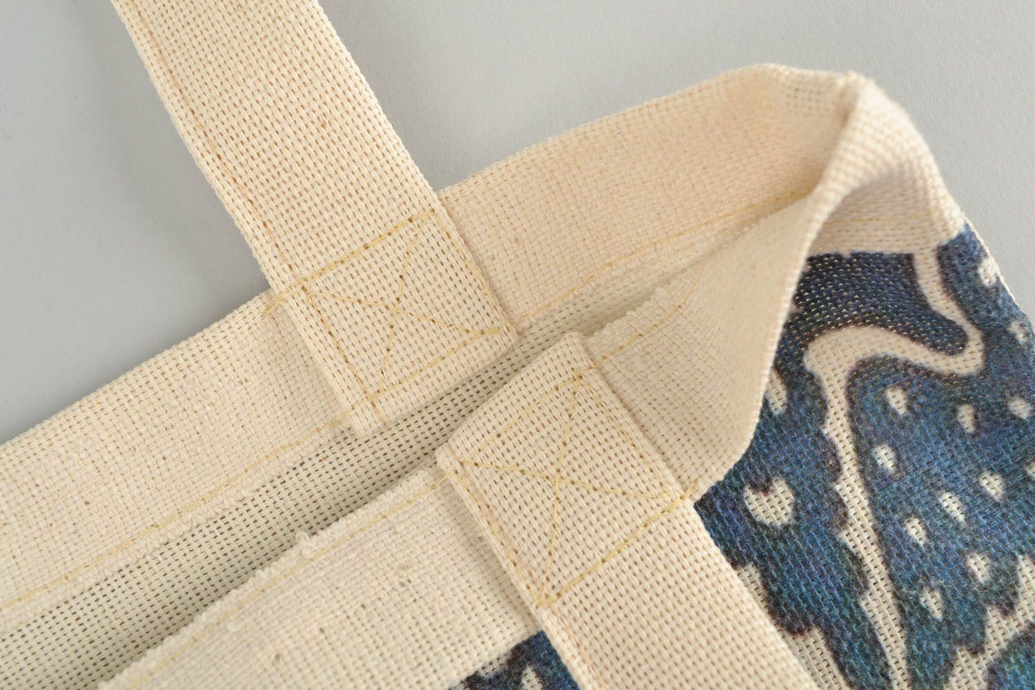 Designer unusual handmade female textile bag with birds print photo 2