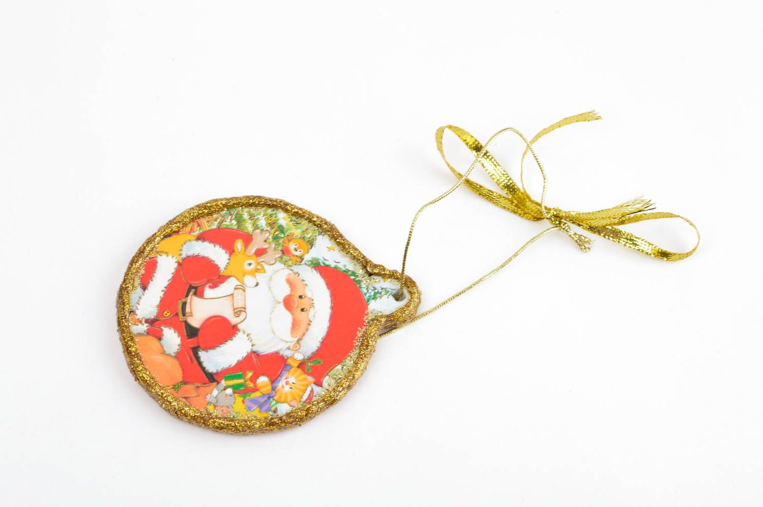 Adorno de Navidad hecho a mano decoración navideña colgante decorativo redondo foto 3