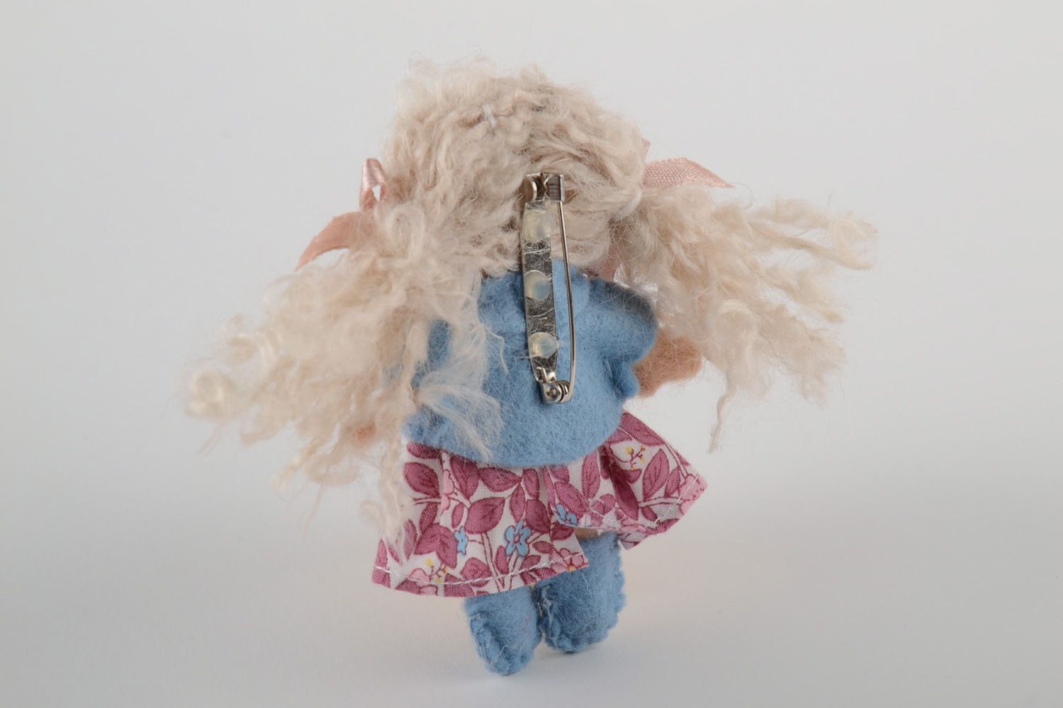 Unusual handmade designer wool brooch toy for children photo 3