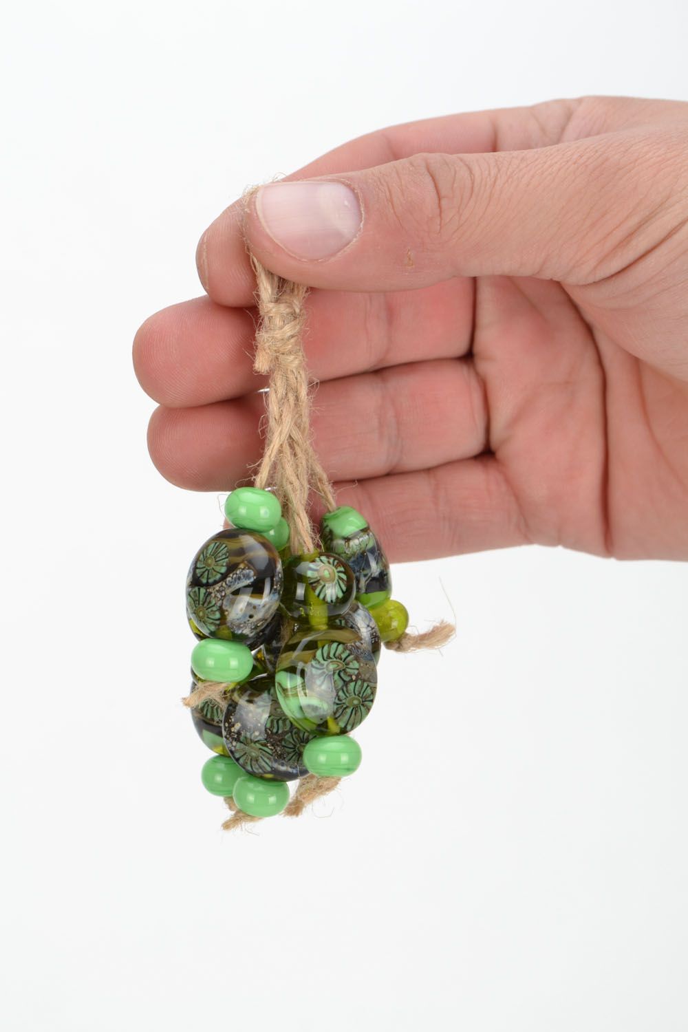 Fourniture verre chalumeau perles vertes pour bijoux photo 2