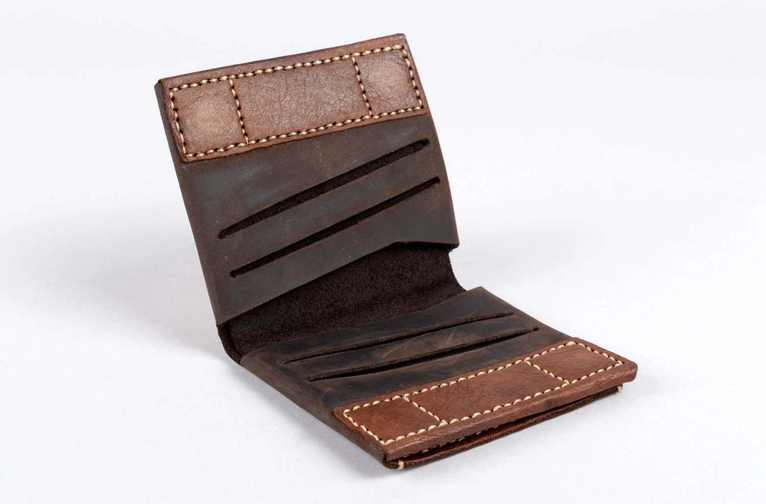 Аксессуар для мужчин ручной работы мужское портмоне коричневое кожаный кошелек фото 2