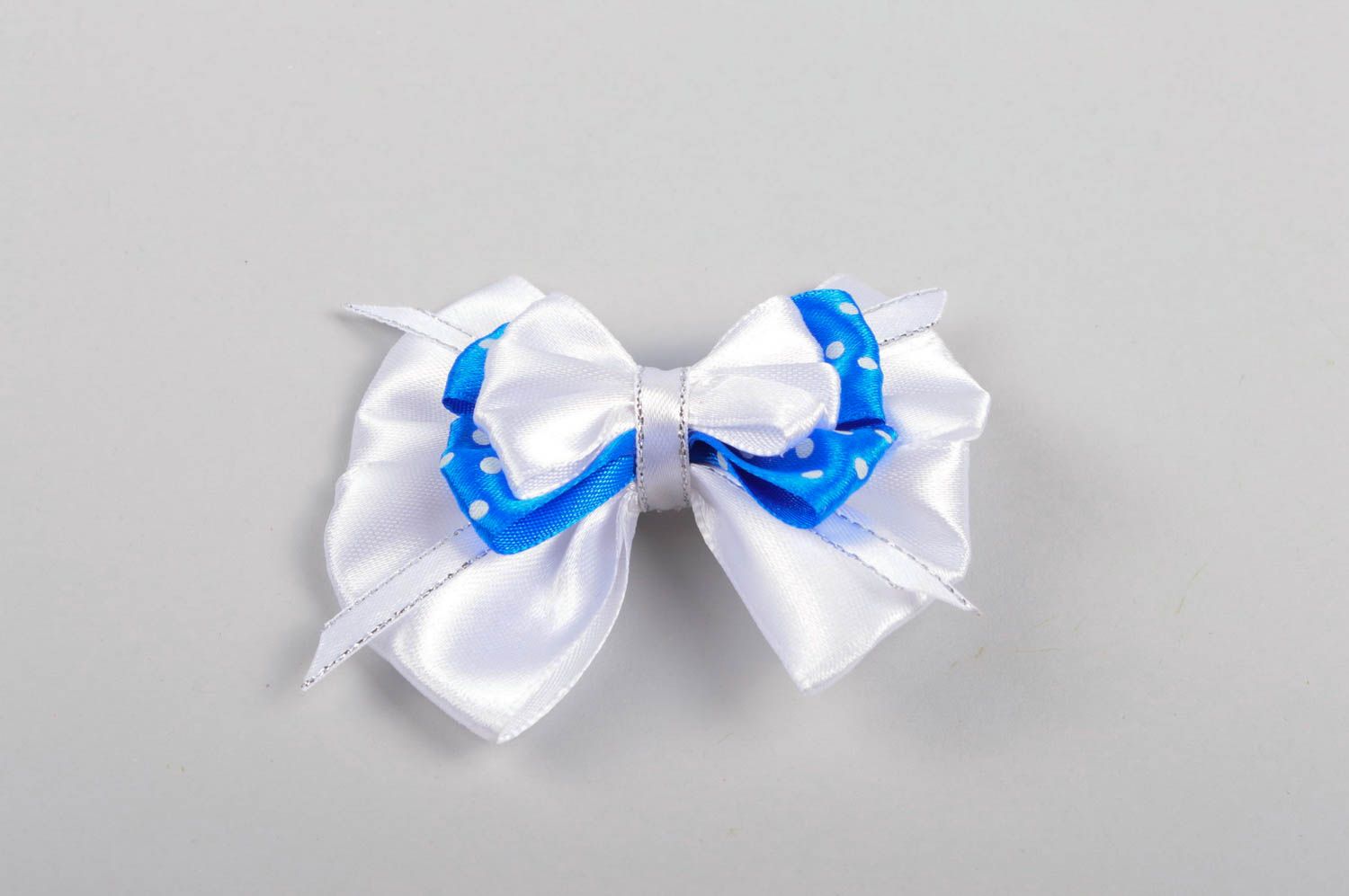 Handmade Kinder Haarspange Mädchen Haarschmuck Mode Accessoire weiß blau schön foto 2