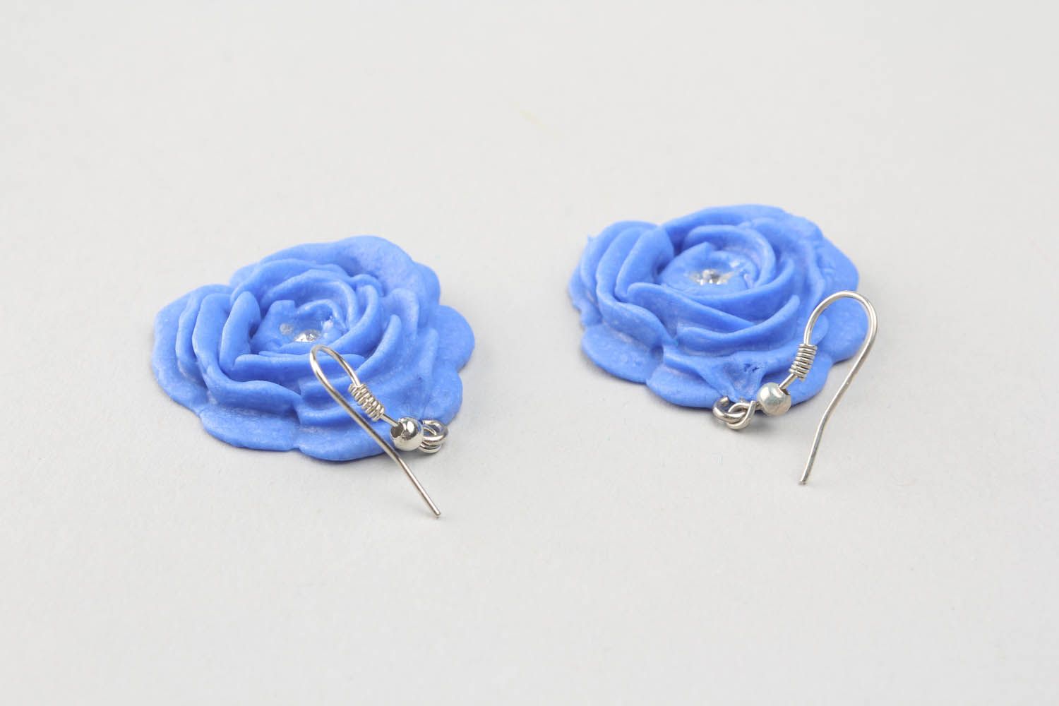 Polymer clay earrings in the shape of flower photo 3