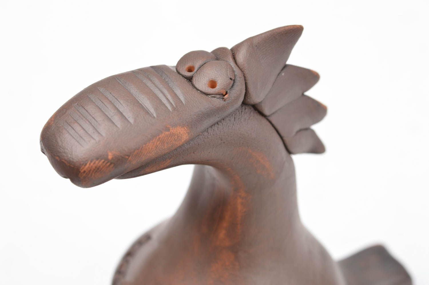 Глиняная свистулька статуэтка ручной работы фигурка животного свистулька Дракон фото 5