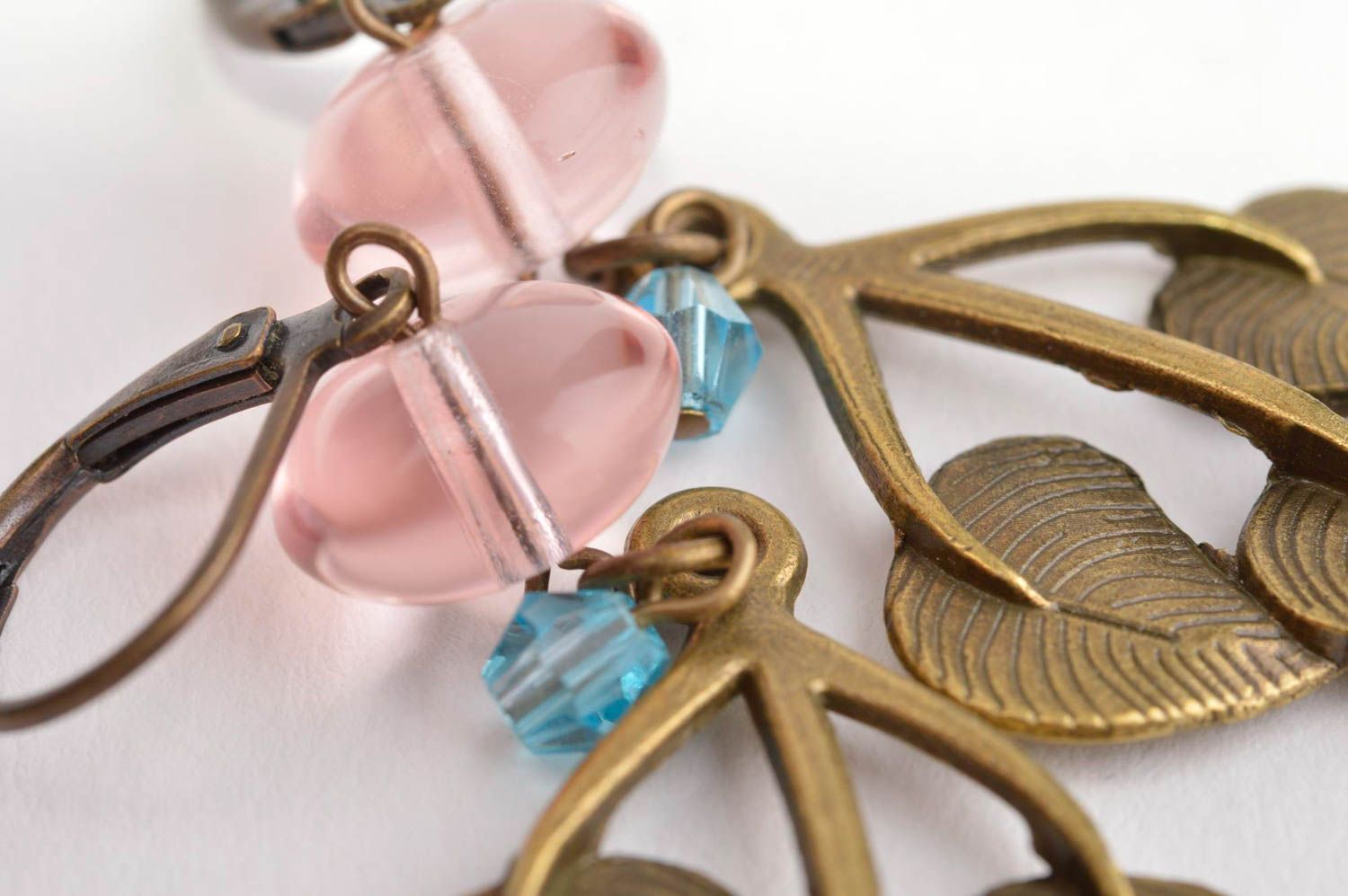 Handmade crystal earrings metal earrings with beads long earrings for girls photo 5