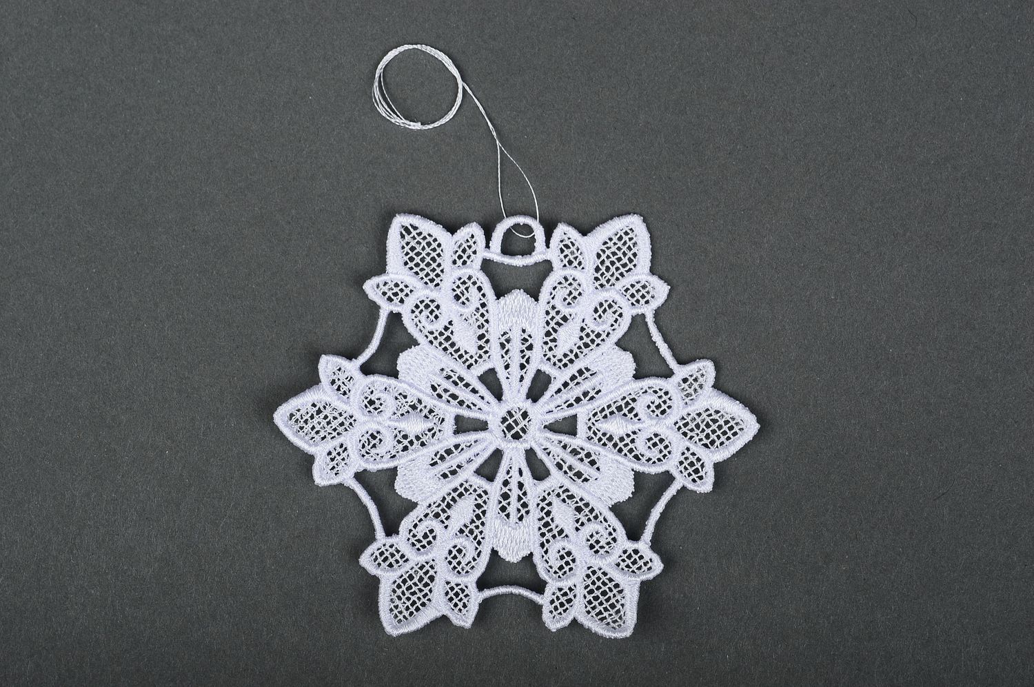 Christmas decor snowflake toy handmade lace Christmas souvenir decor use only photo 4