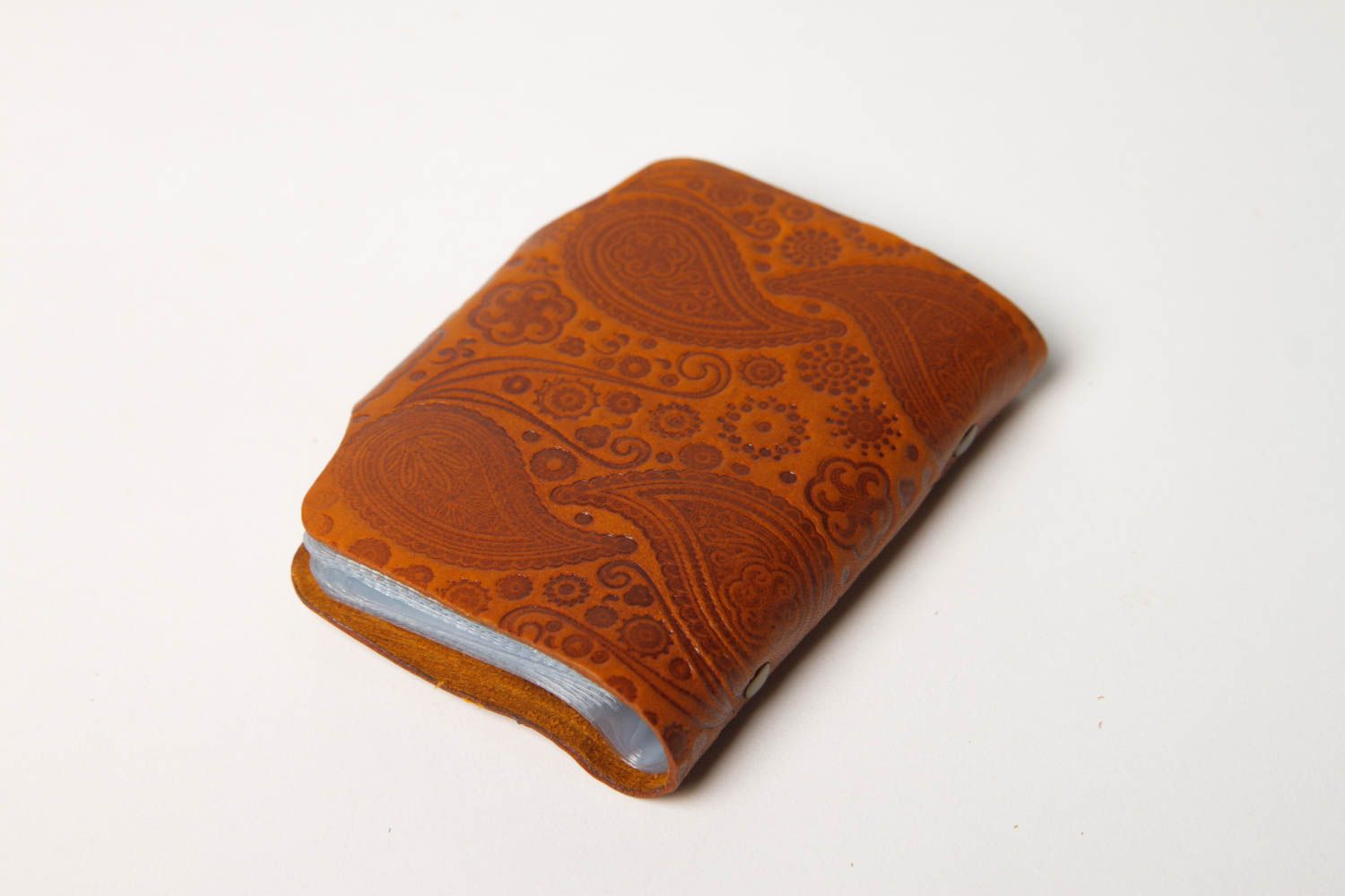 Кошелек для карточек ручной работы кожаный аксессуар коричневый модный кошелек фото 3