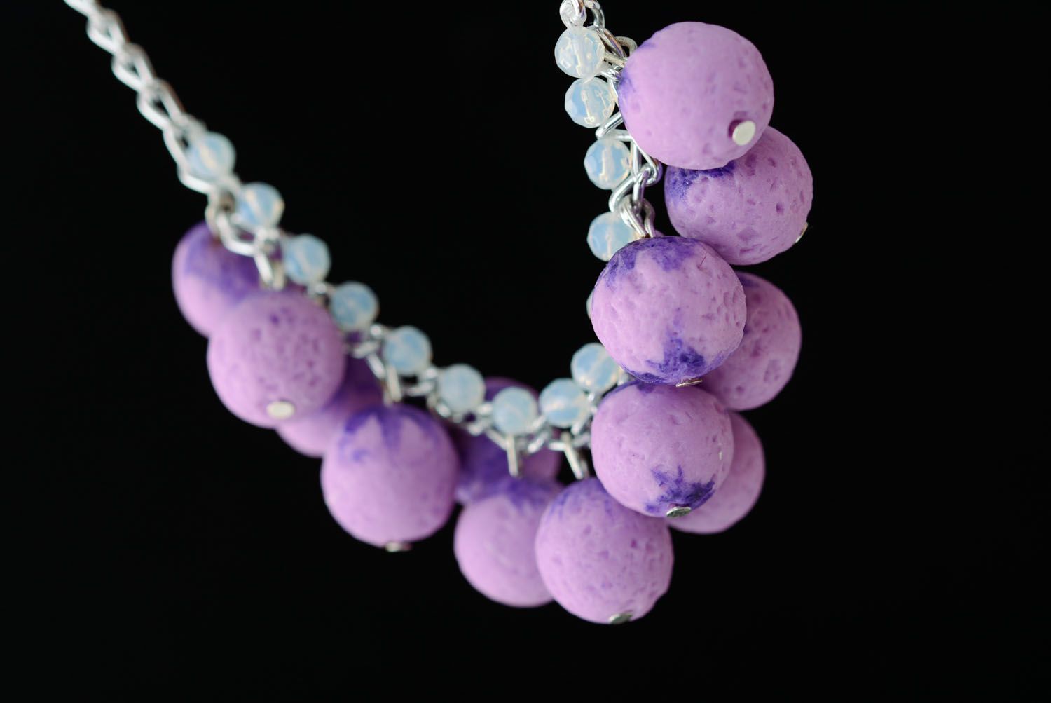 Polymer clay necklace with a moonstone photo 2
