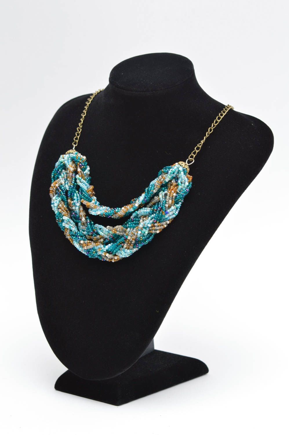 Handmade unusual blue necklace designer evening necklace elegant jewelry photo 5