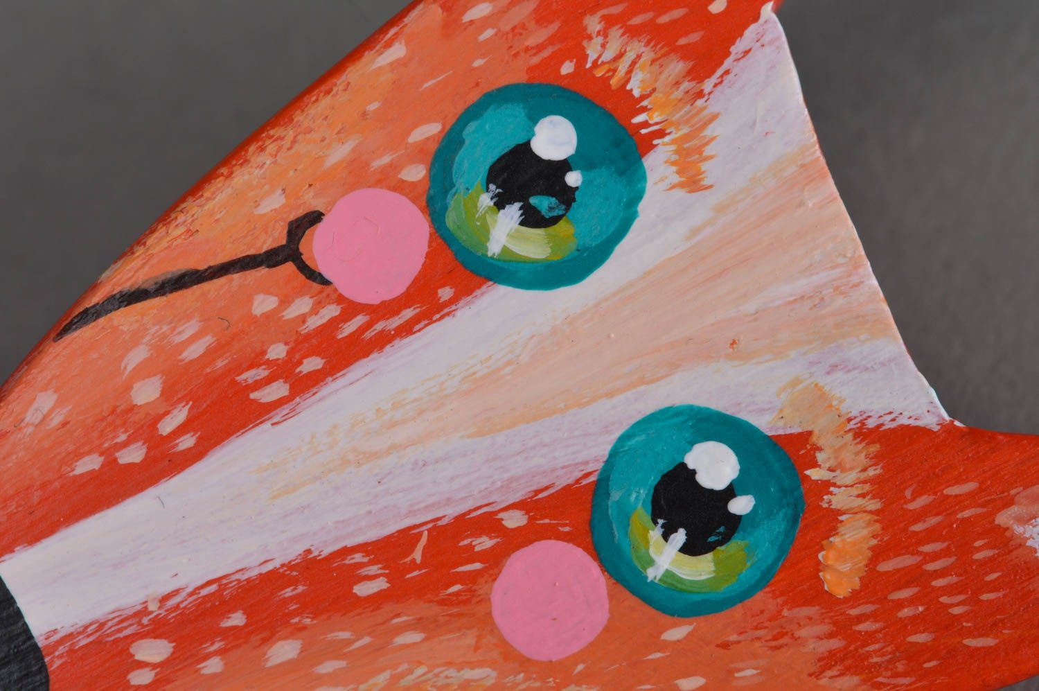 Exklusive handgemachte Fuchs Brosche aus Holz mit Bemalung für Kinder und Mütter foto 2