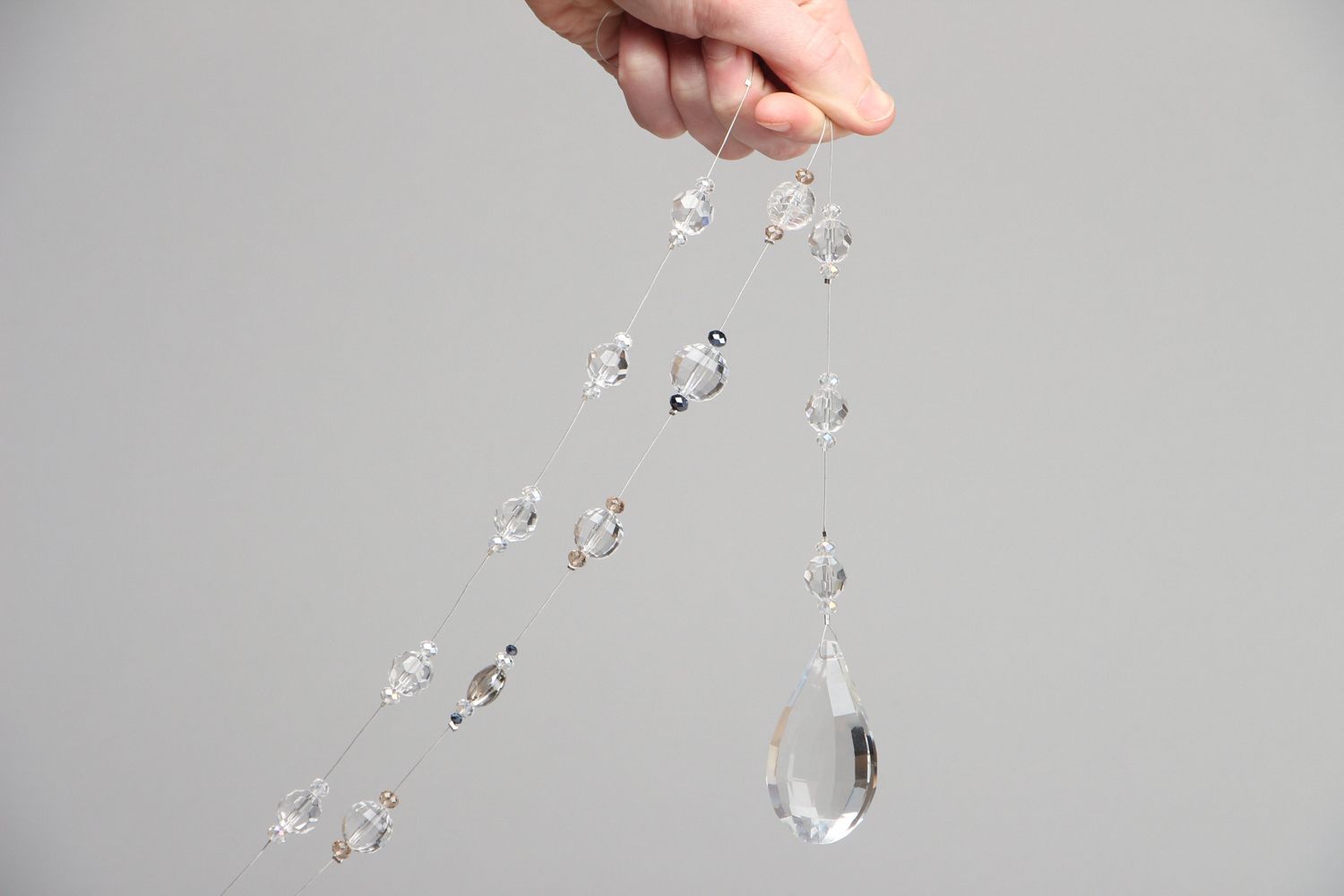 Collier original de créateur luxueux perles en verre et cristal fait main photo 4