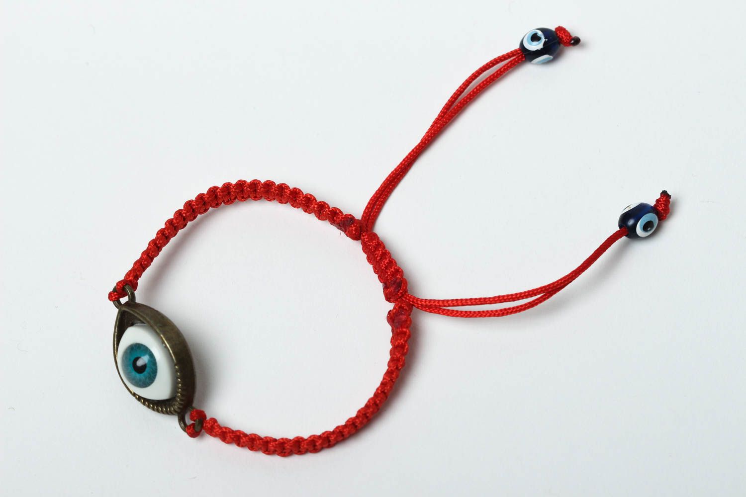 Плетеный браслет ручной работы с глазом браслет из ниток оберег модный браслет фото 2
