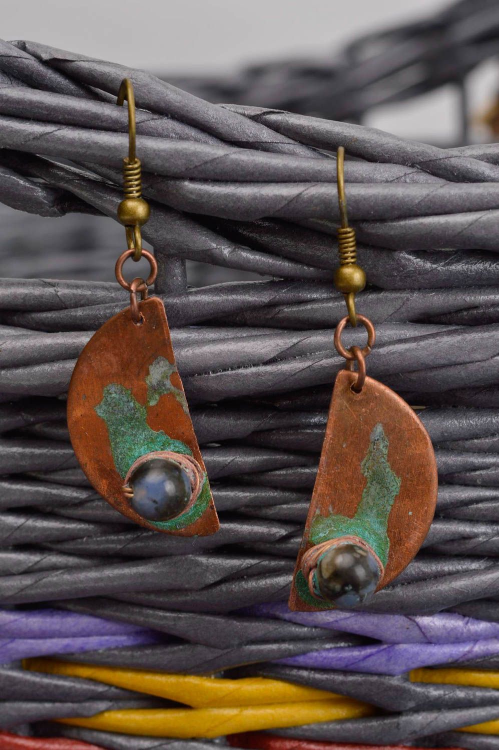 Handmade accessory copper earrings designer earrings unusual gift ideas photo 1