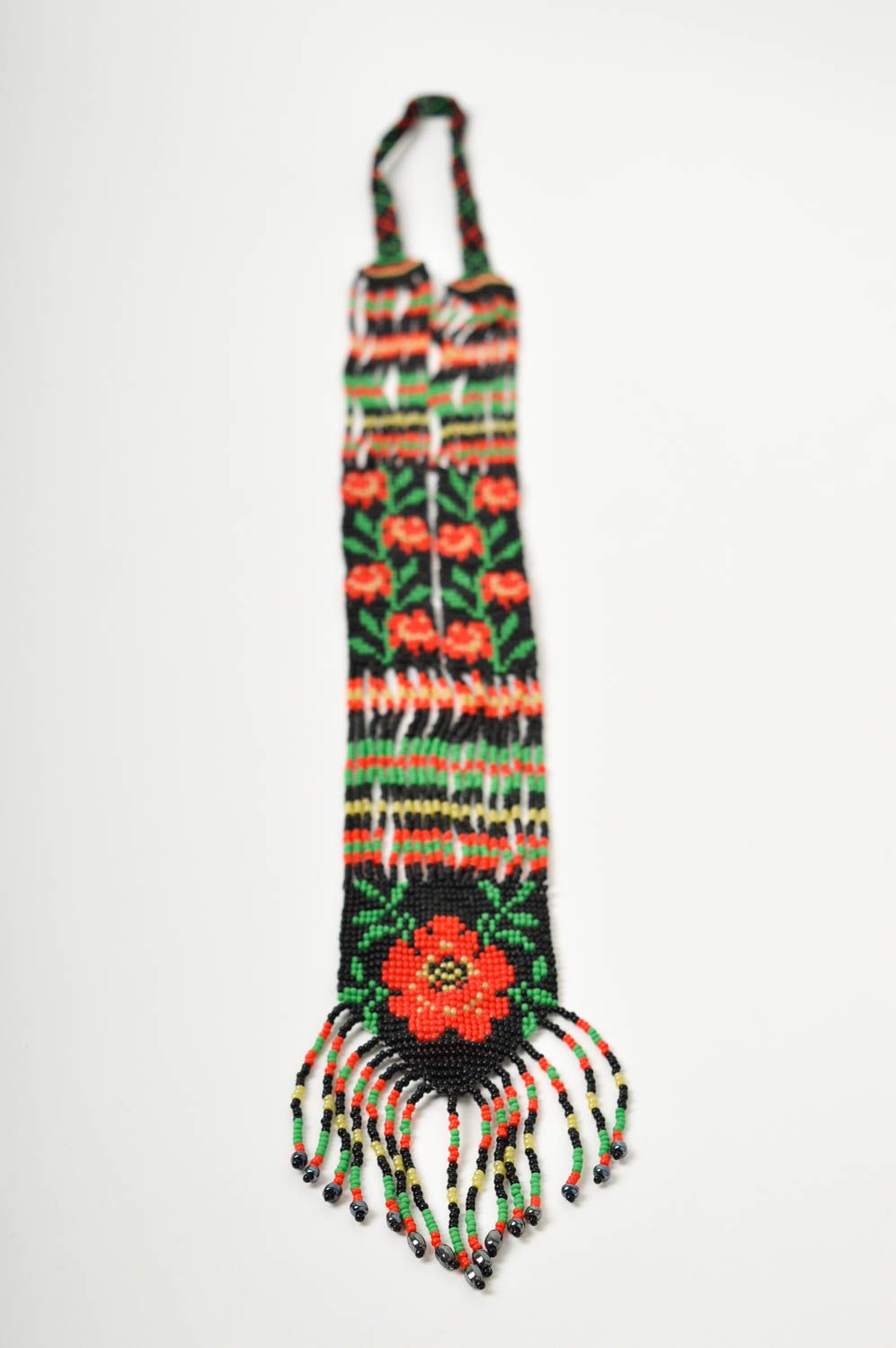 Украшение ручной работы гердан из бисера этническое украшение с узорами фото 3