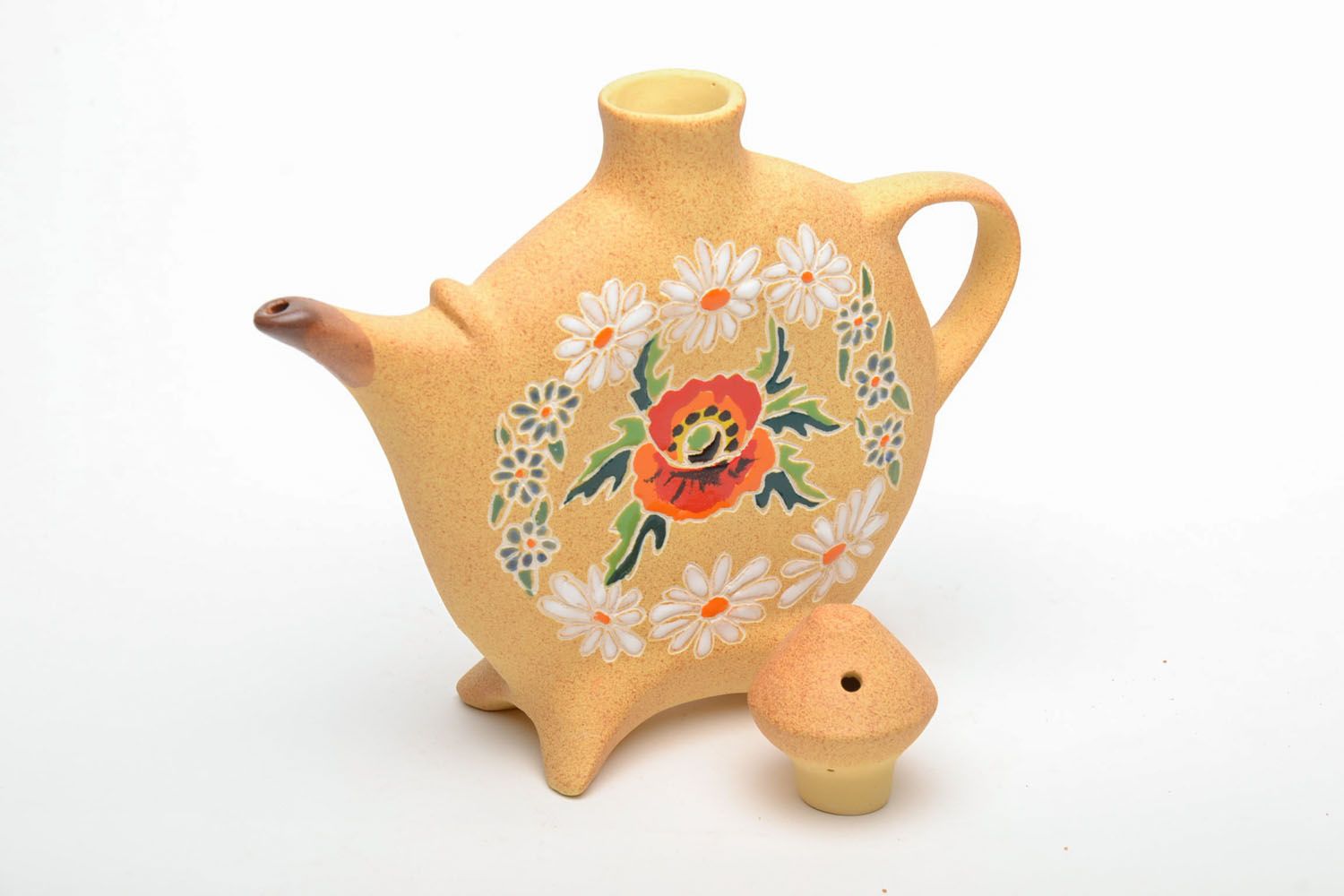 Handmade teapot with ornaments photo 4