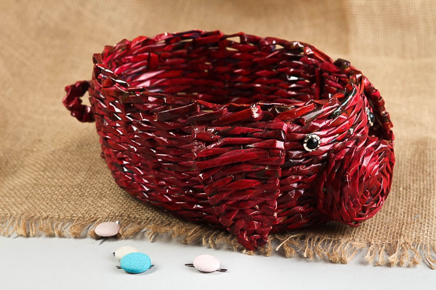 Handmade woven basket unusual basket for sweets kitchen interior element photo 5