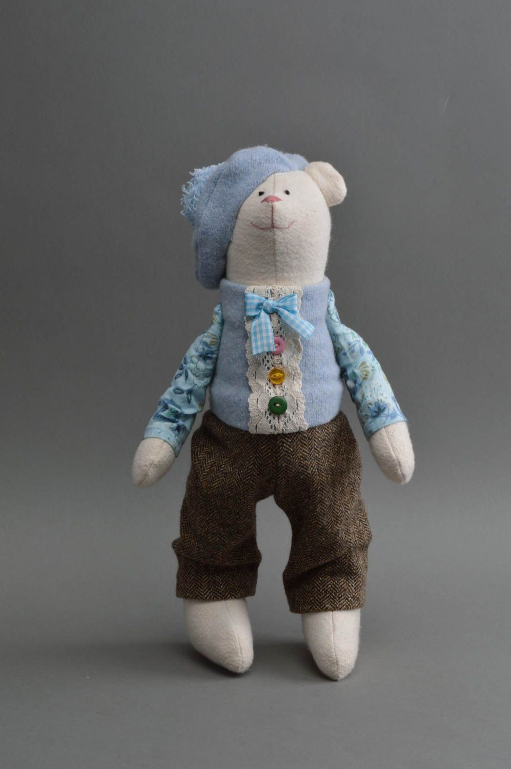 Oso de peluche artesanal juguete de tela natural regalo original para niño foto 3