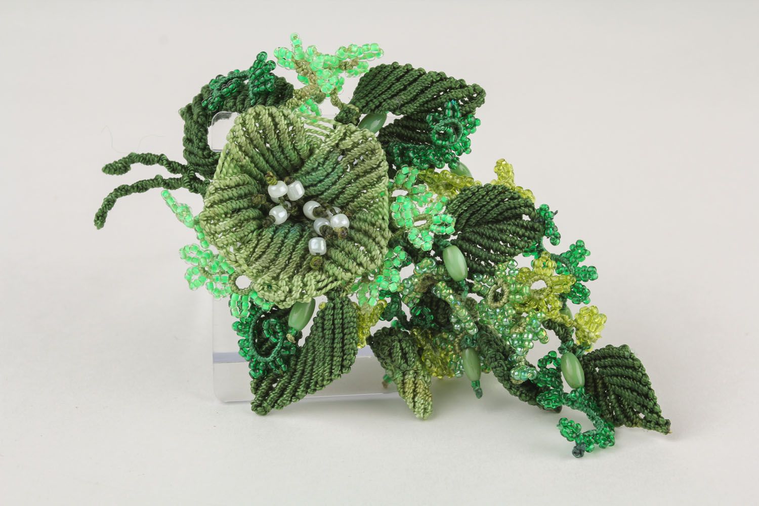 Brooch made using macrame and ankars techniques Spring photo 3