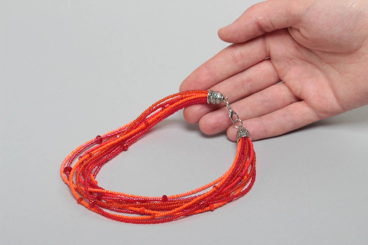 Bright red handmade designer children's beaded necklace beautiful photo 5