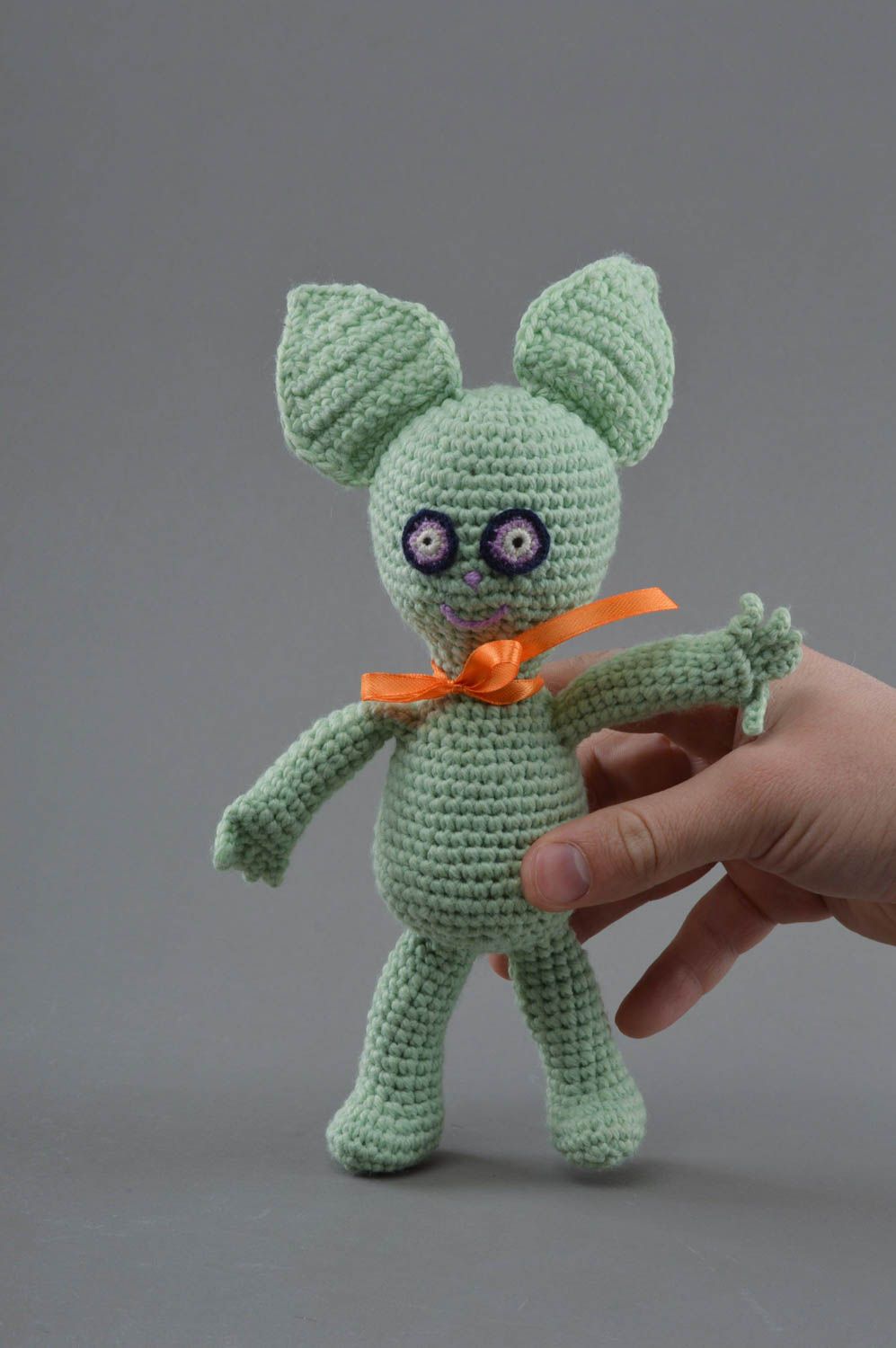 Funny handmade crocheted soft toy Alien soft doll present for children photo 4